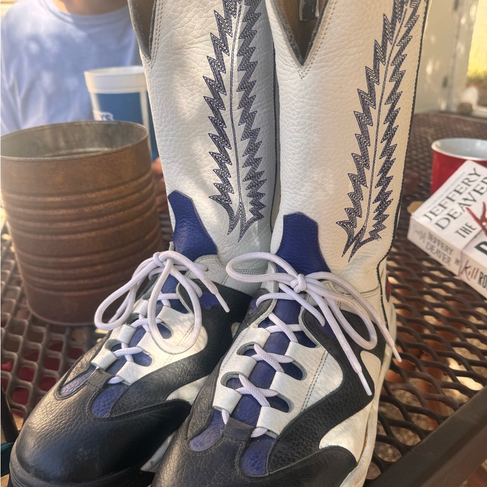 Tony Lama White, Black and Blue Men's Western Boots